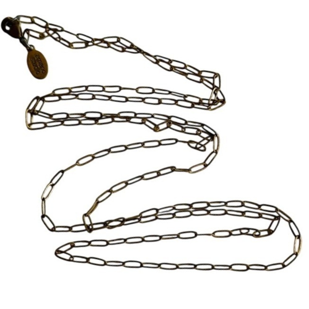 Amano Studio Necklace Paper Clip chain bronze metal thin long 30"L‎